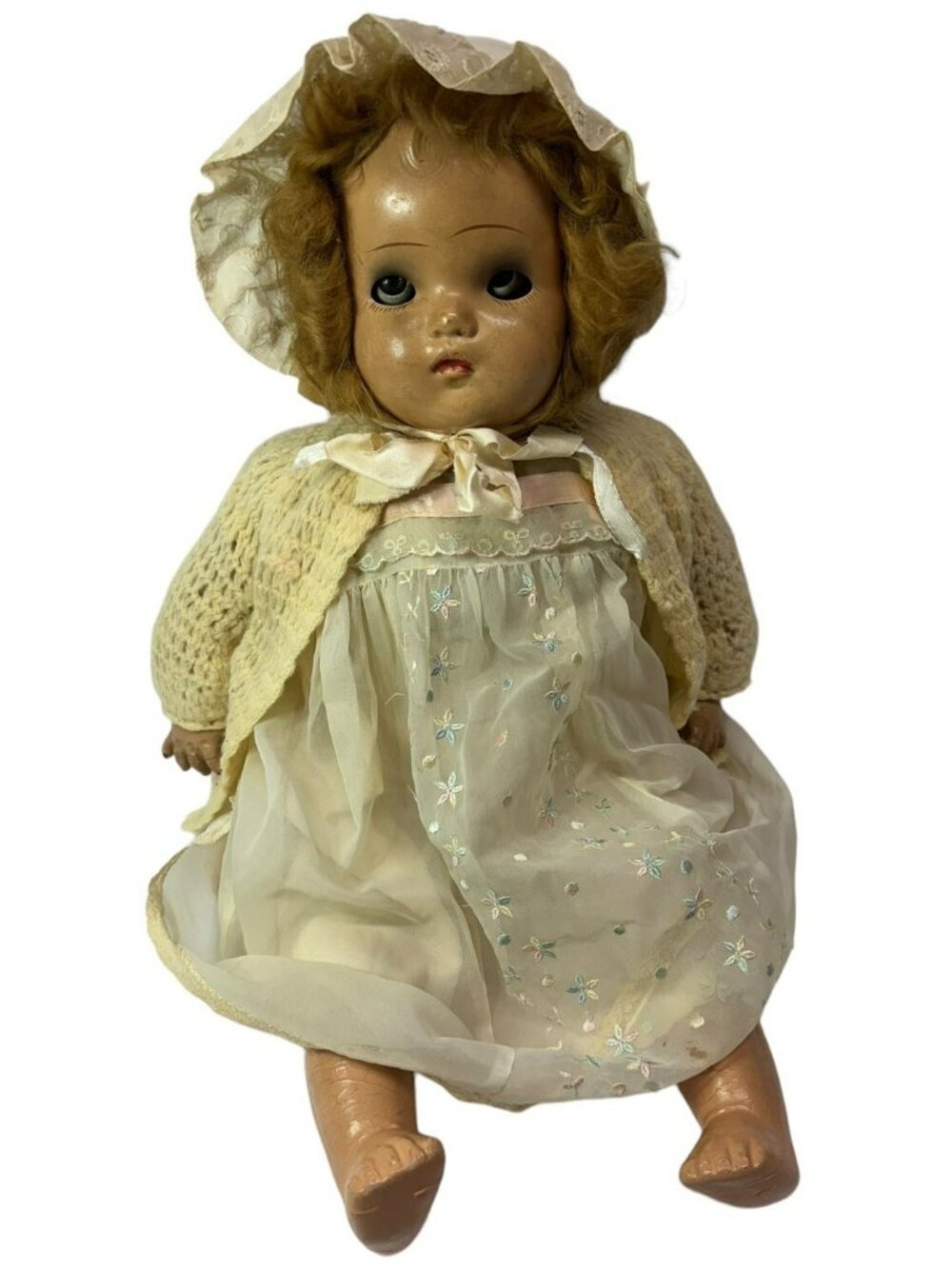 Vintage 1939 Horsman 22" Baby Precious Composition Doll Mohair Wig Mama Type
